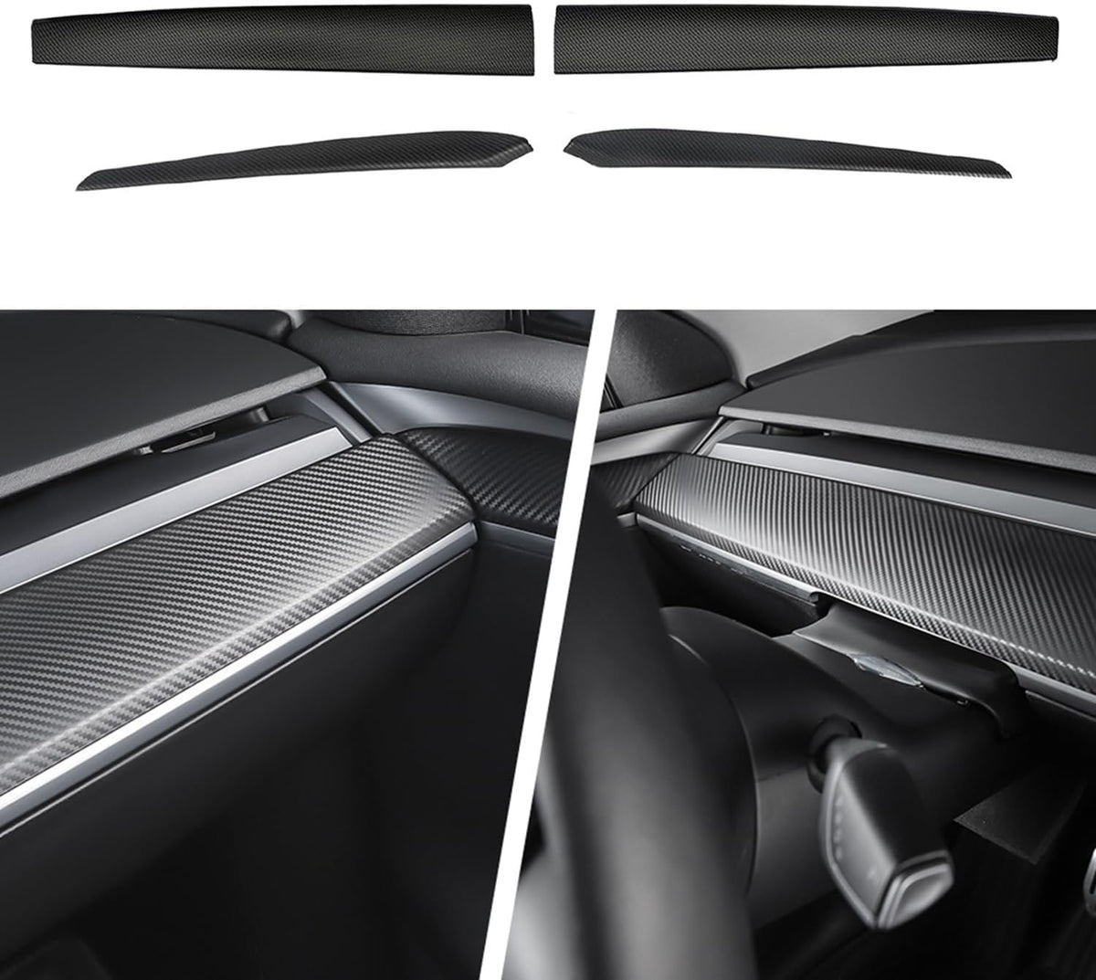 BMZX Tesla dashboard wrap in carbon fiber finish for Model 3/Y enhances interior style