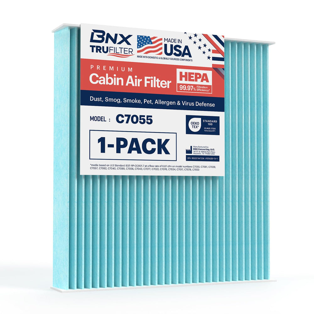 BNX TruFilter C7055 cabin air filter front view improves interior air quality