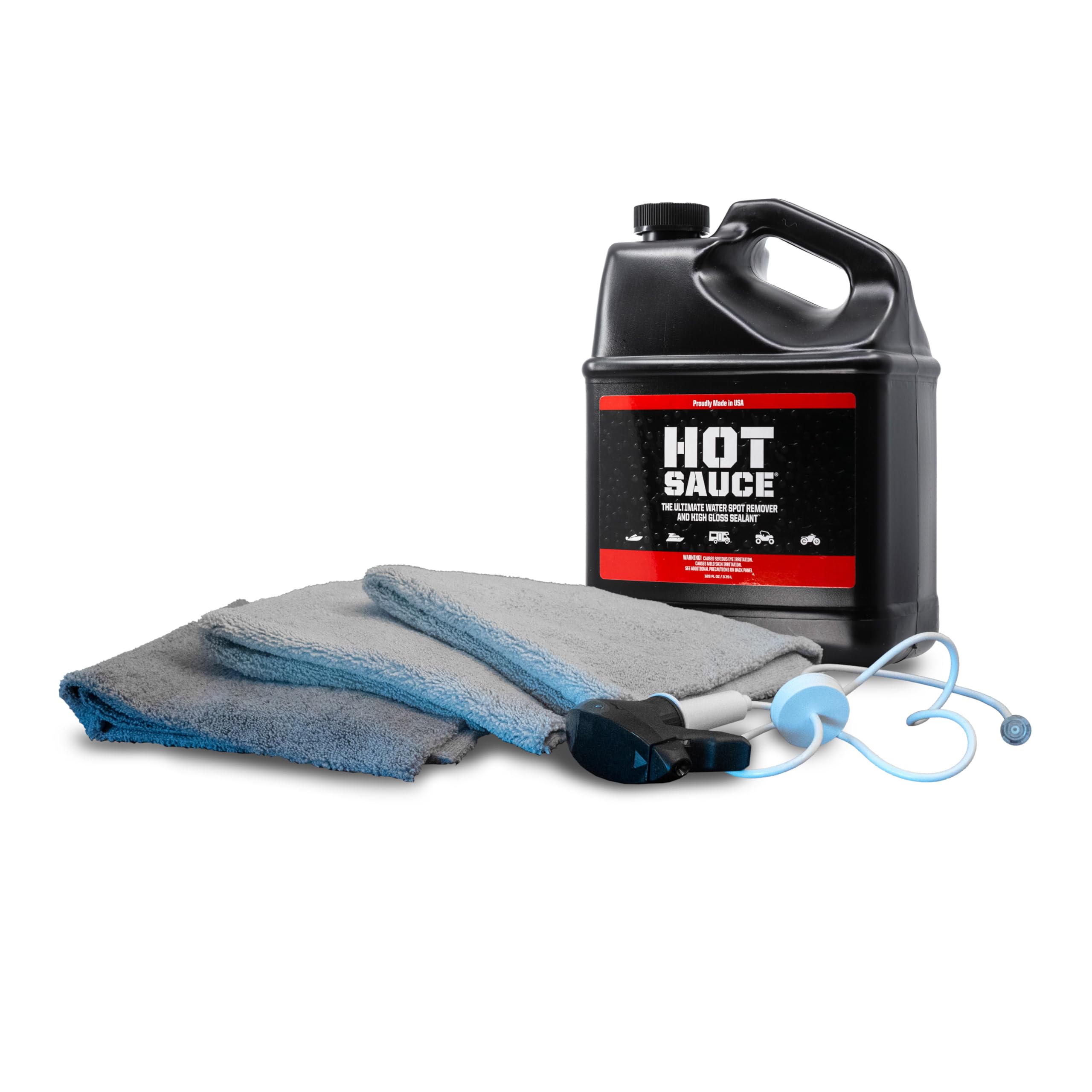Boat Bling hot sauce to go kit with gallon sprayer targets hard water spots