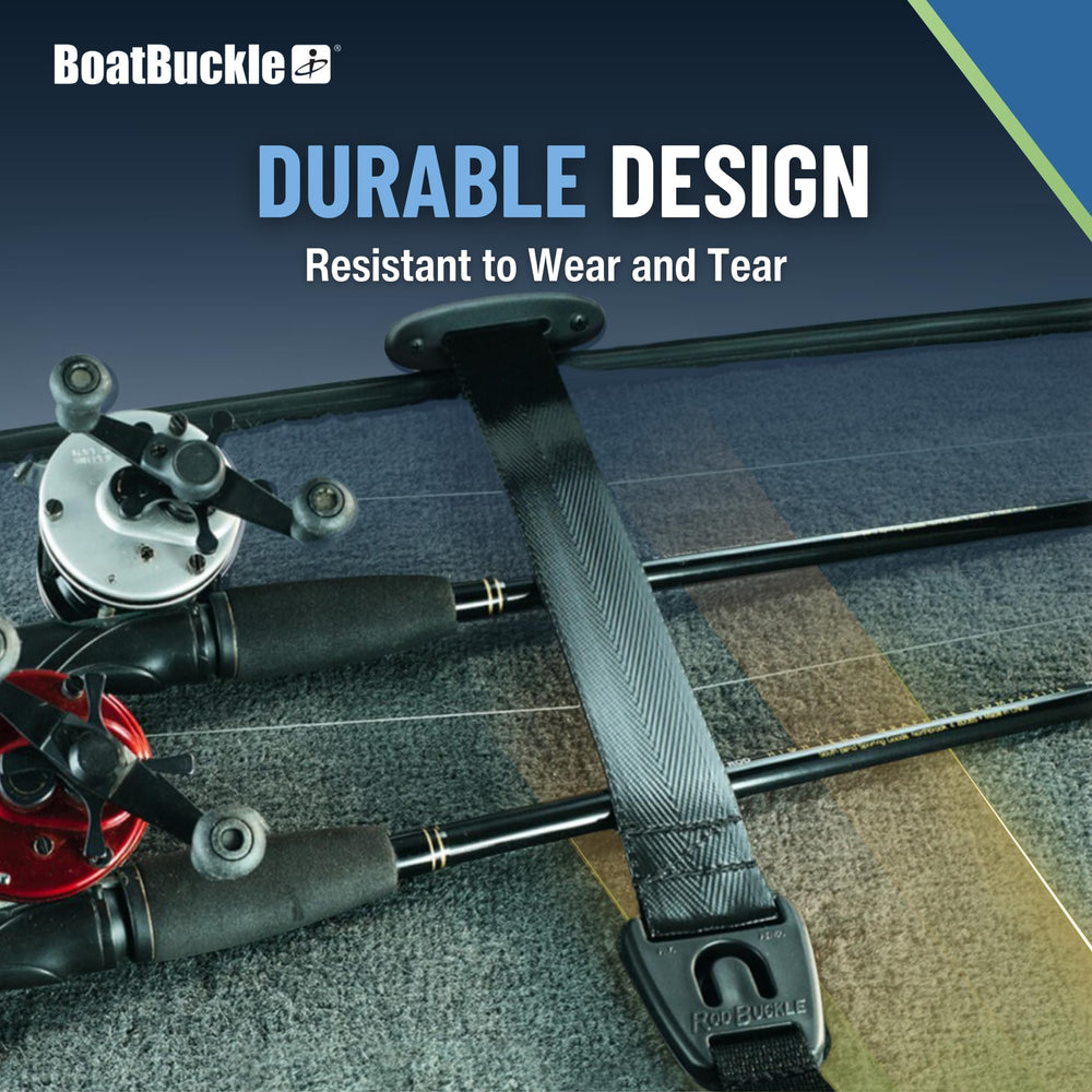 BoatBuckle rugged storage keeps rods safe during rough seas.