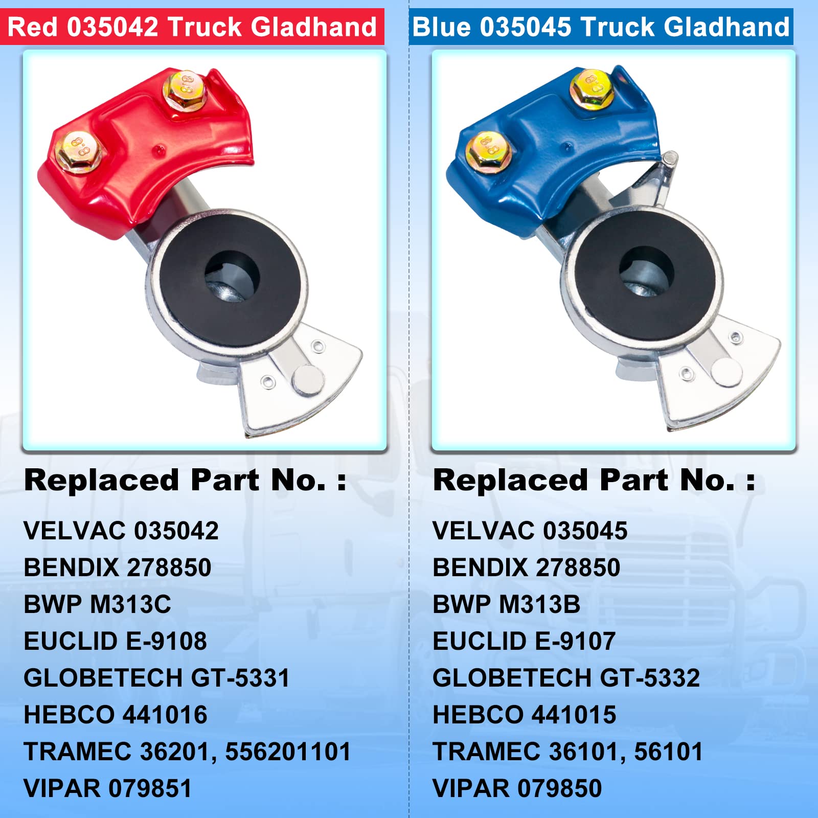 Boeray freightliner-compatible glad hand for quick truck and trailer replacements.