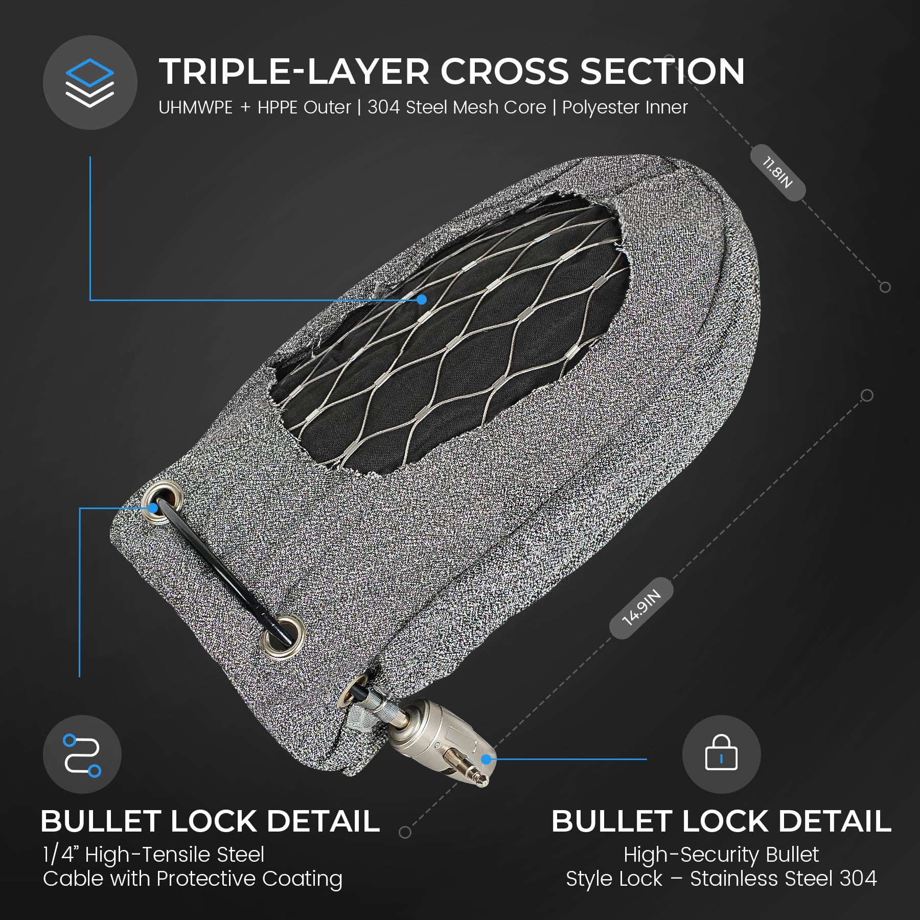 Boildut stainless steel mesh core delivers durable mirror protection.