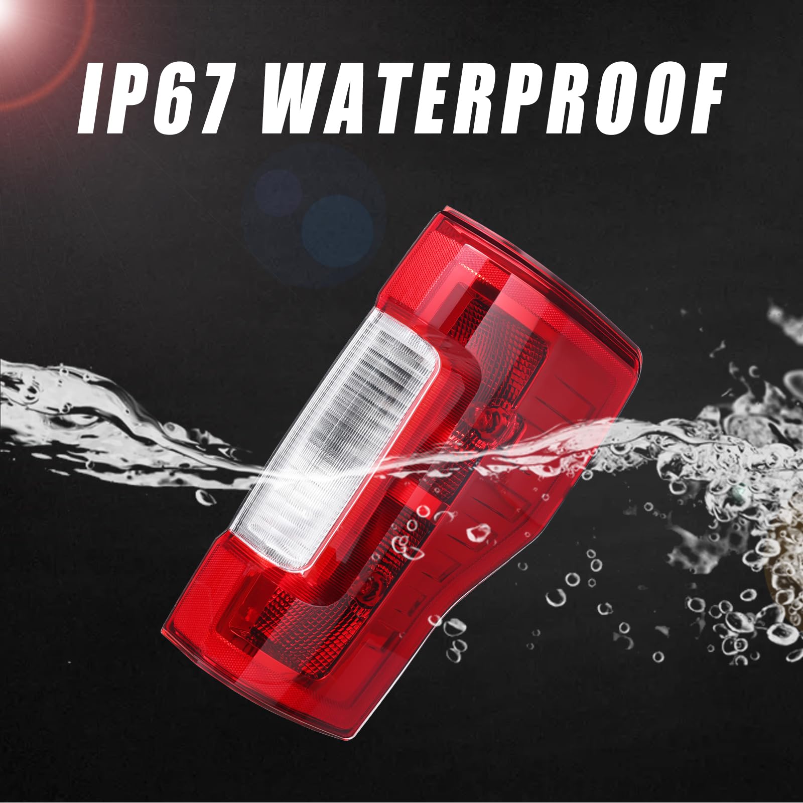 Boine IP67 waterproof tail light protects electronics in rain.