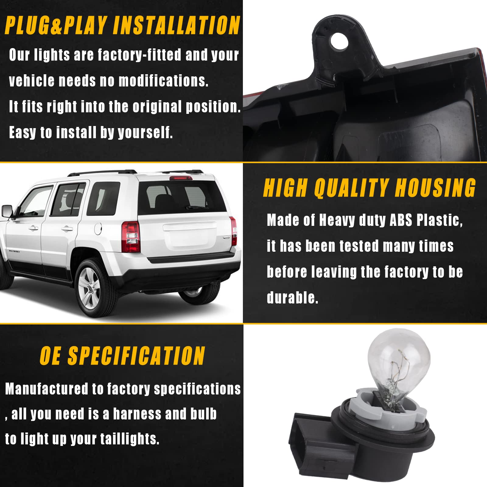 Boine high-quality bulb and bright output enhancing nighttime visibility.