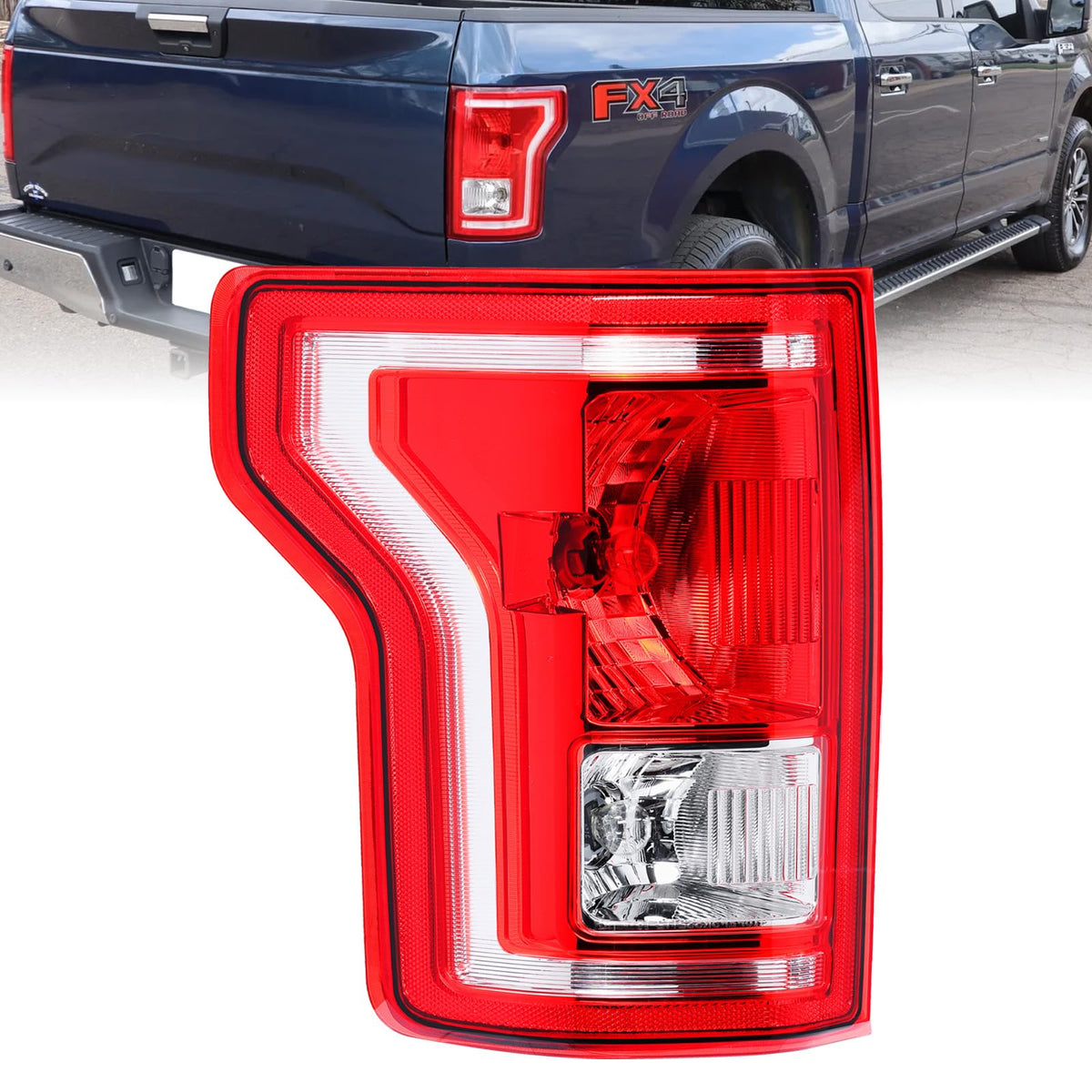 Boine left driver side tail light for Ford F-150 enhances night visibility.