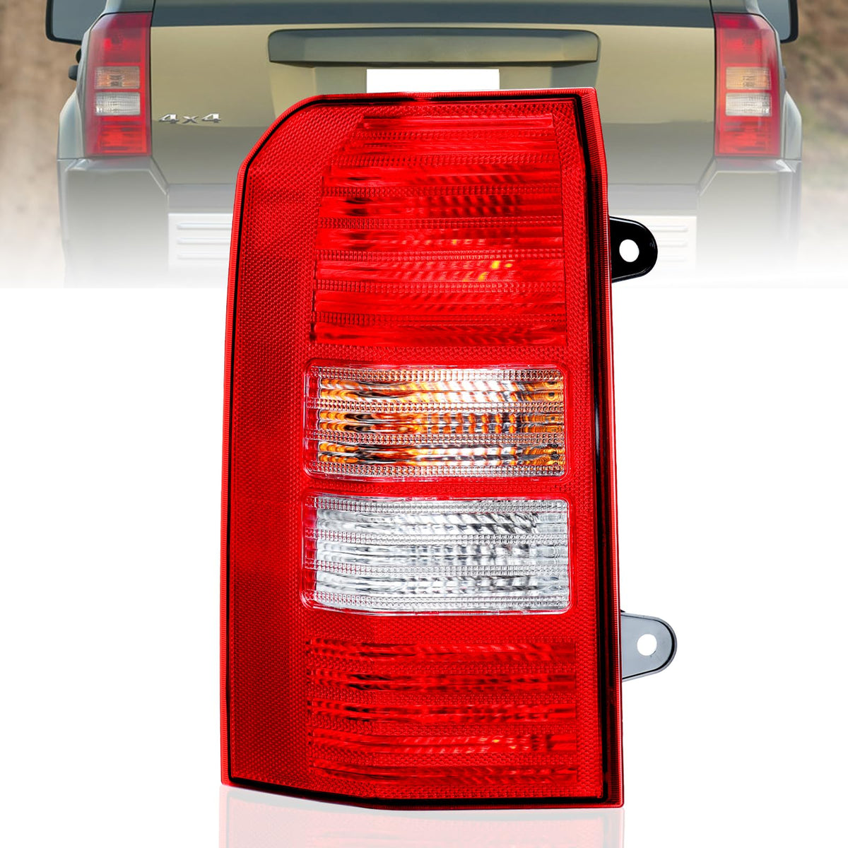 Boine left-side tail light for Jeep Patriot with bulb included for clear rear illumination.