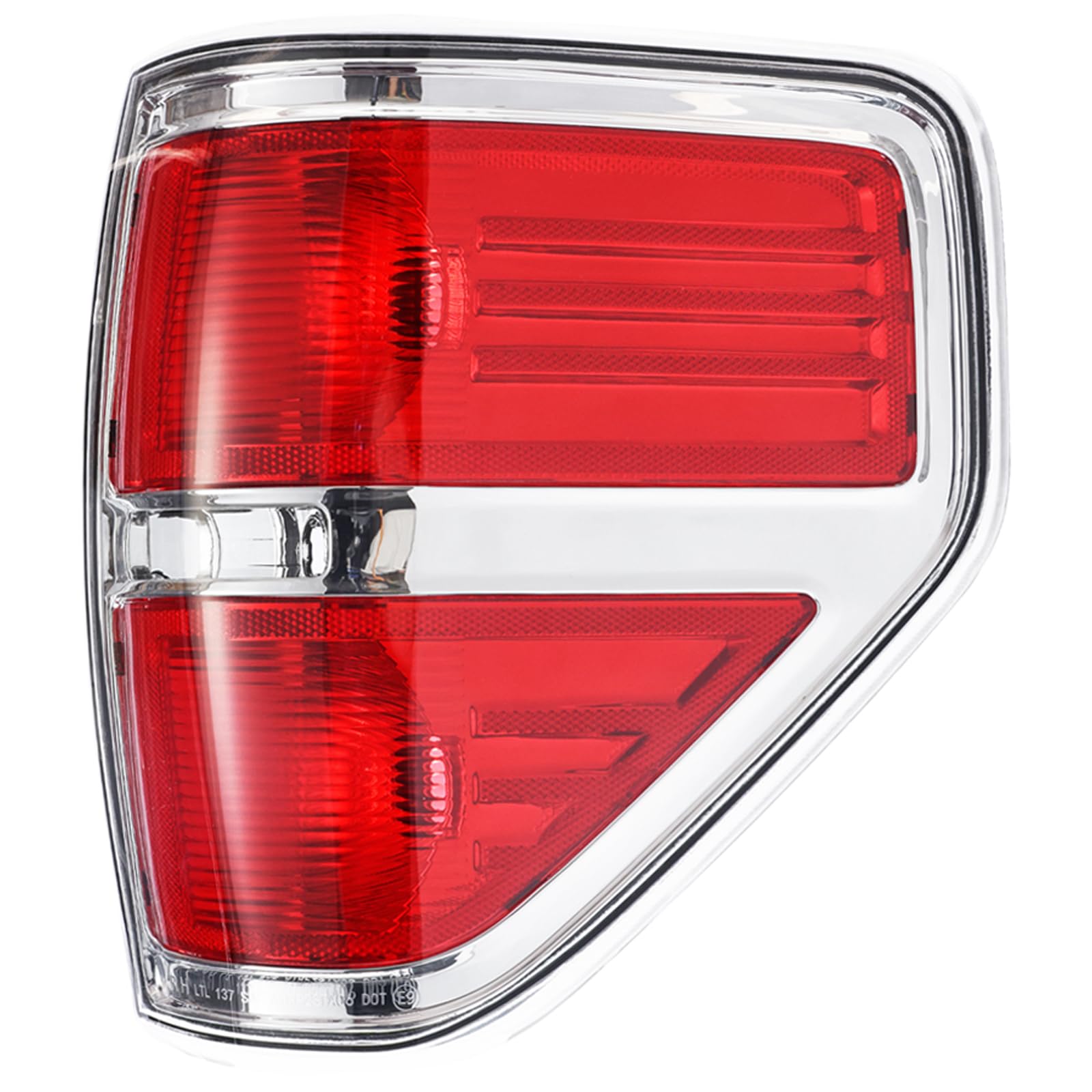 Boine right passenger tail light housing for Ford F-150 2009-2014 with chrome trim and durable ABS construction