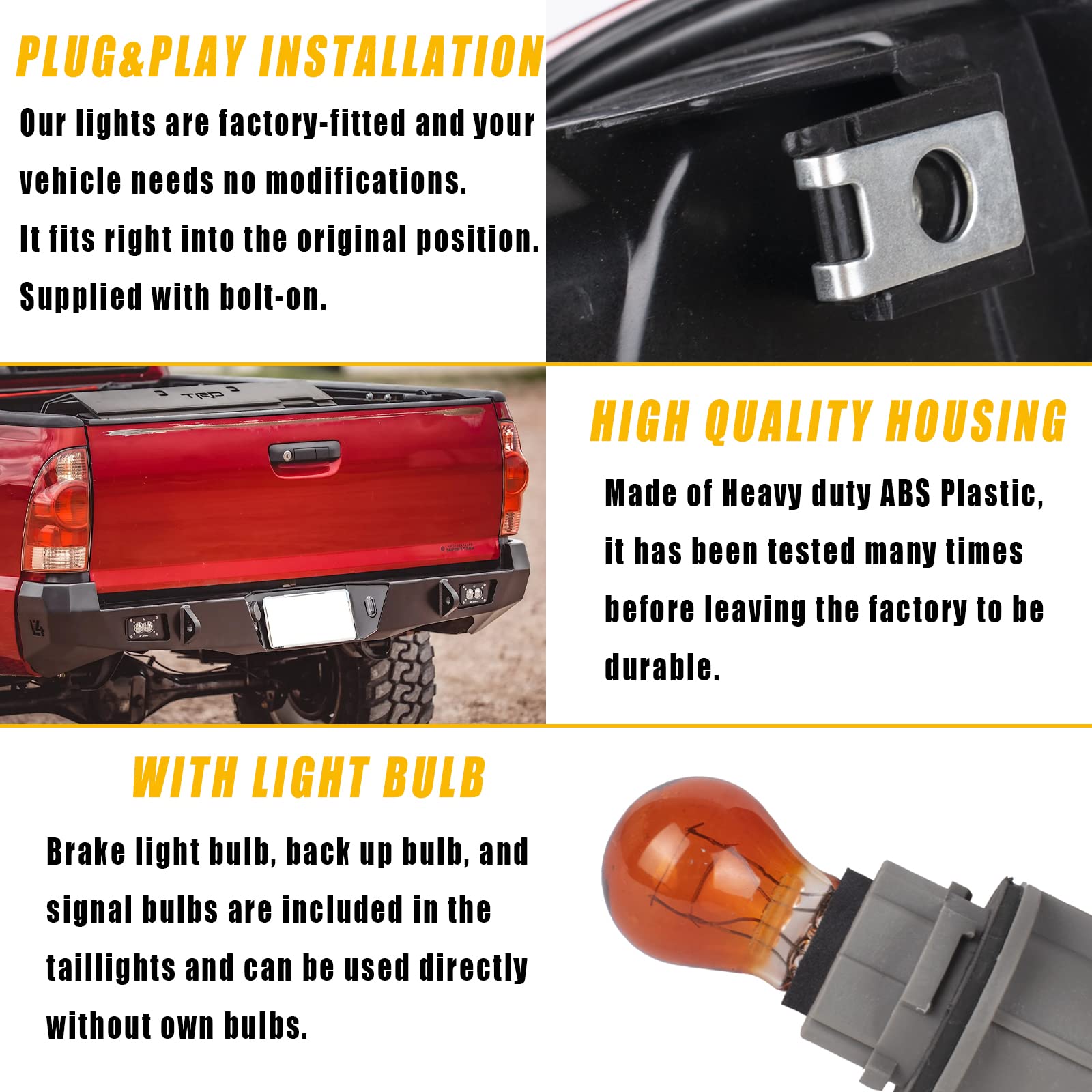 Boine tail light for Toyota Tacoma passenger side with bulb included, ready for quick replacement.