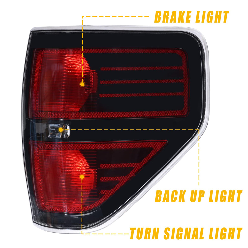 Boine tail light right housing for Ford F-150 improves rear visibility at night.