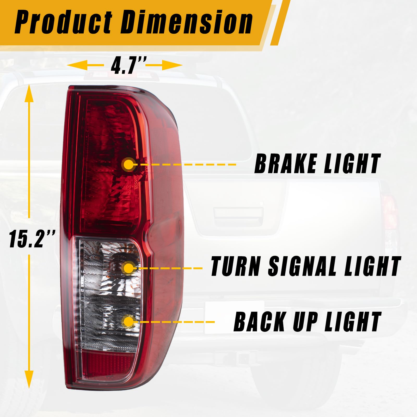 Boine tail light Nissan Frontier back view highlighting plug-and-bulb upgrade.