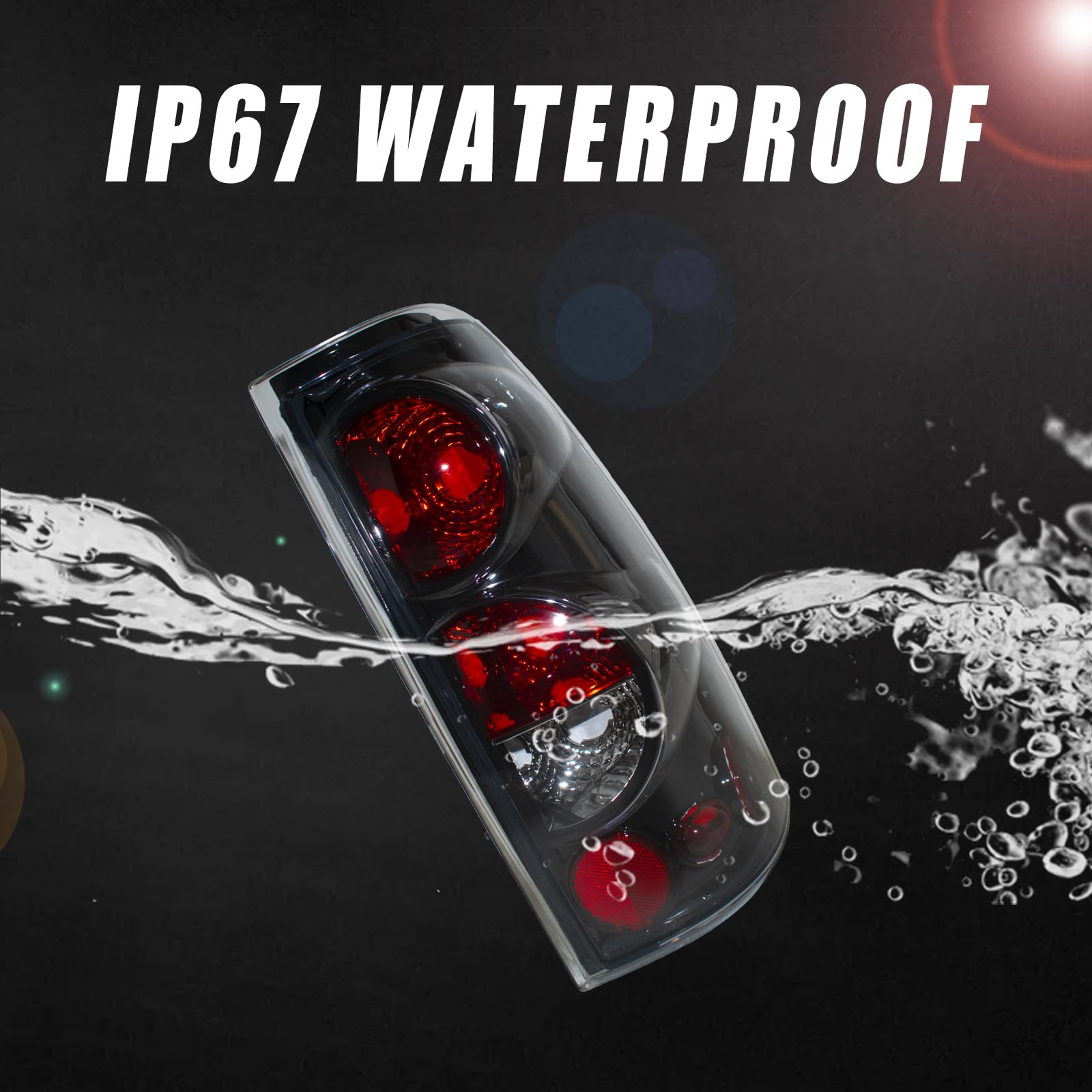Boine tail light with OE black clear lens rear view emphasizes durability and signaling.
