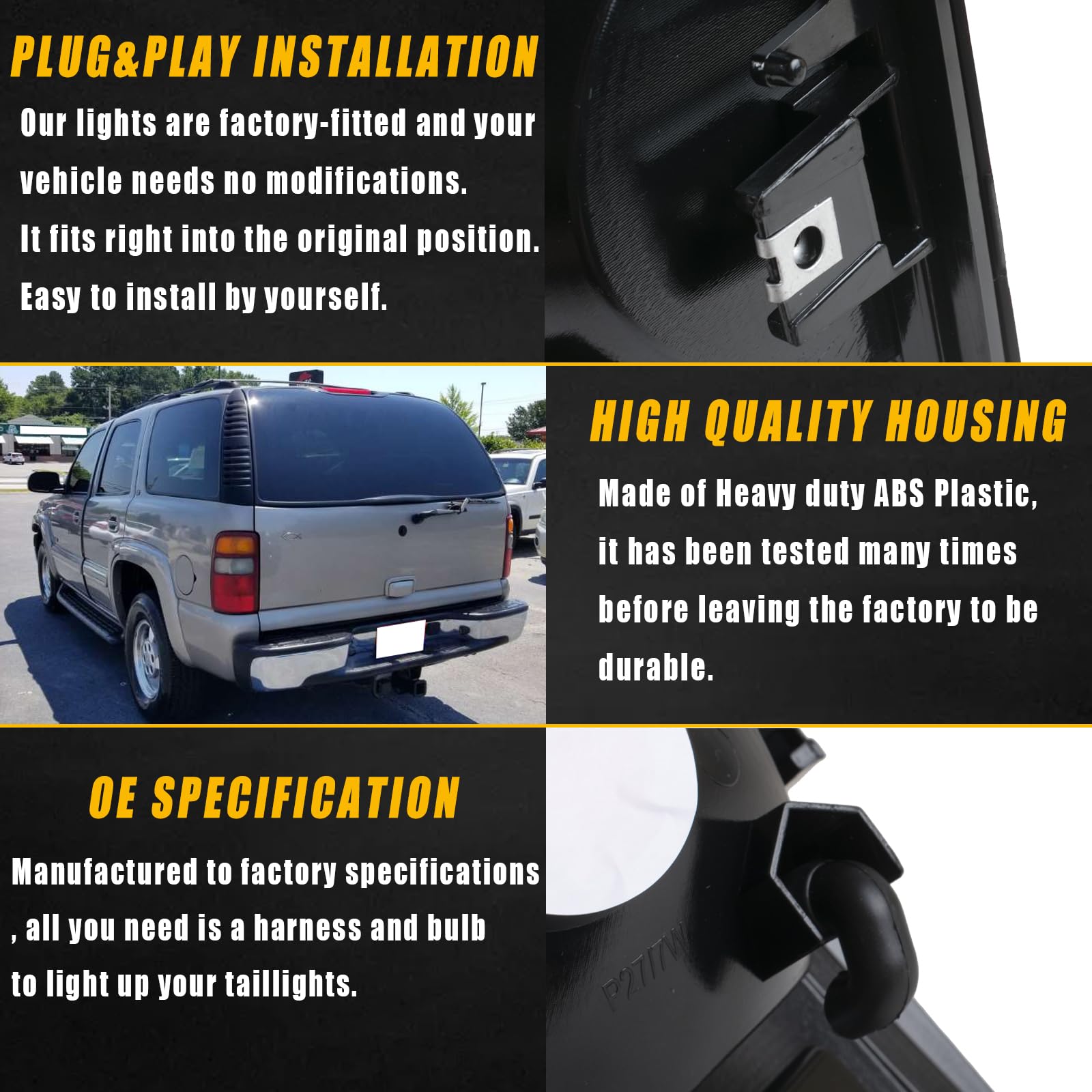 Boine tail light with OE black edge housing for GM SUVs