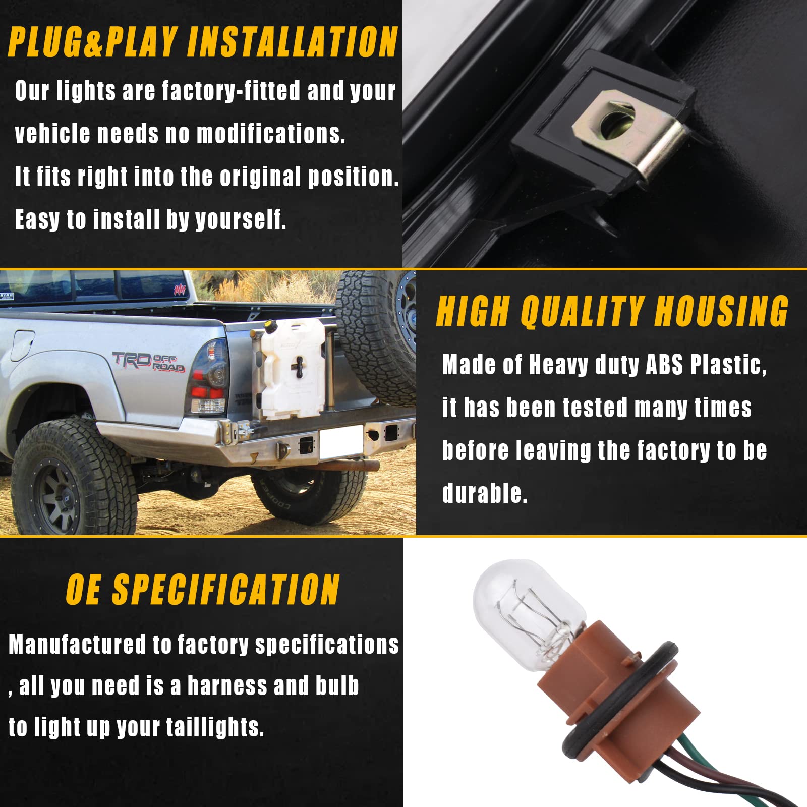 Packaging confirms two taillights with bulbs and harness included.