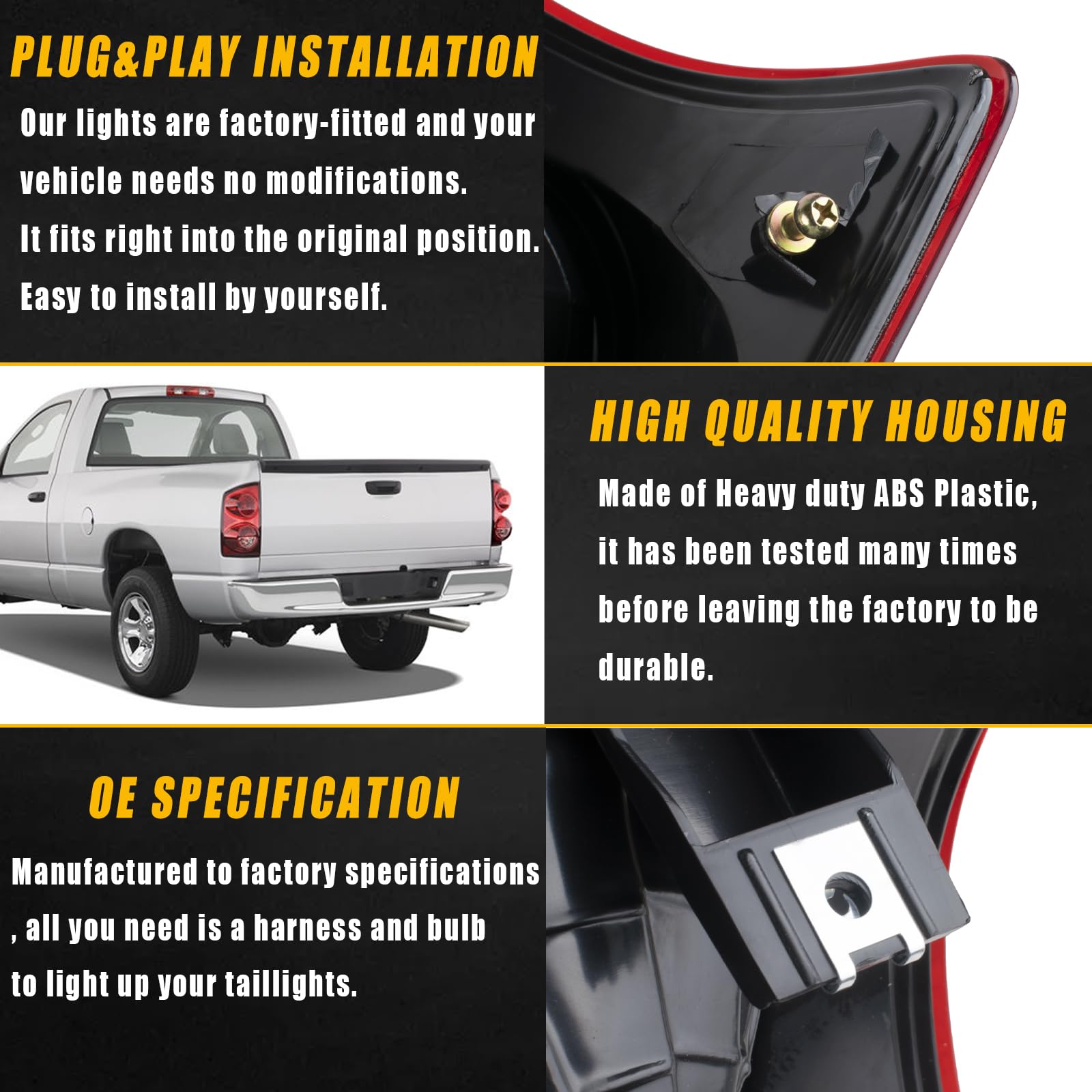 Boine plug-and-play tail light for Dodge Ram 2007-2009 replacement.