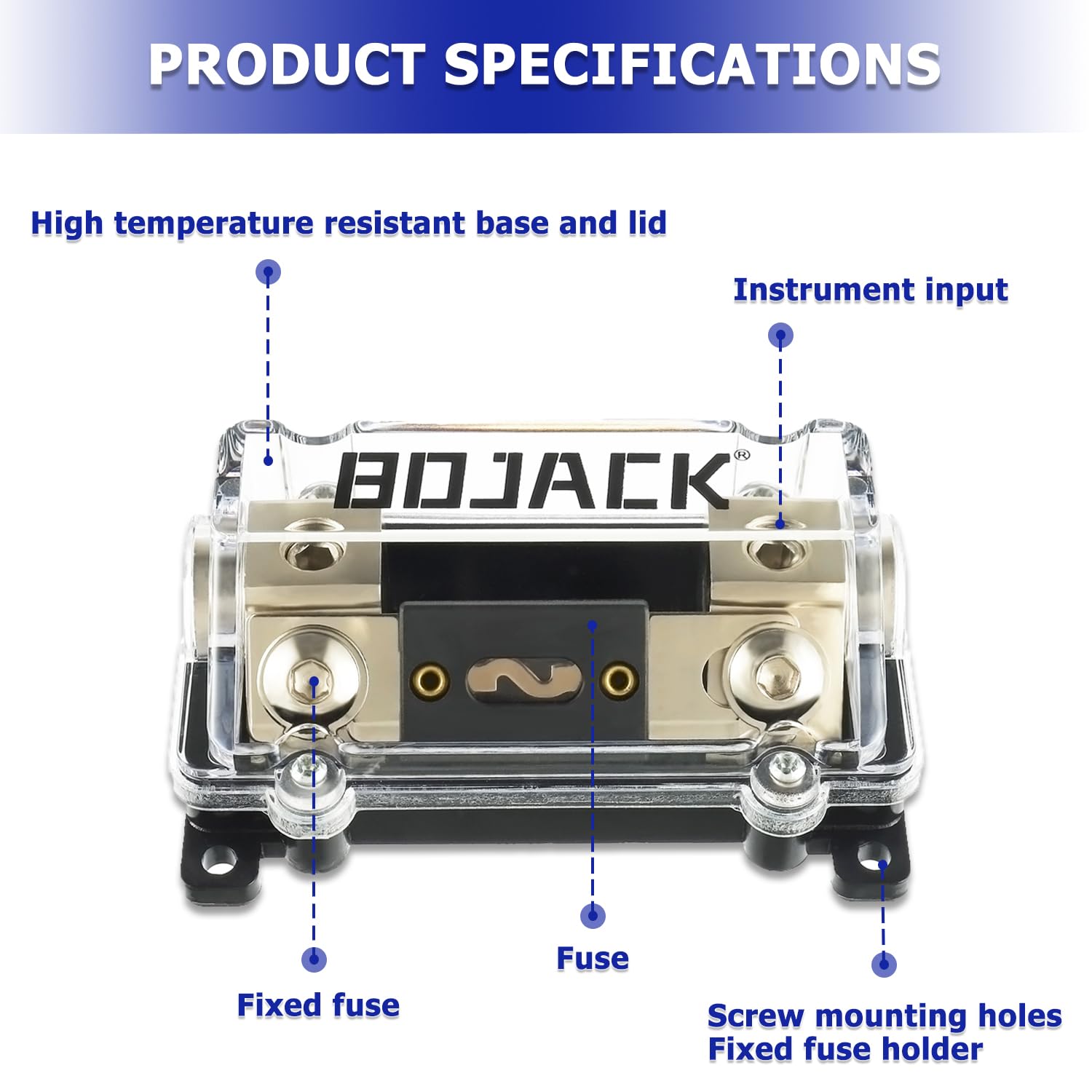 BOJACK fuse holder shown with no wire terminals for simplified setup.