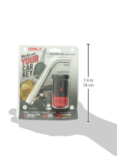 Bolt Receiver Lock in use on a truck hitch compatible with Ford, Lincoln and Mercury.