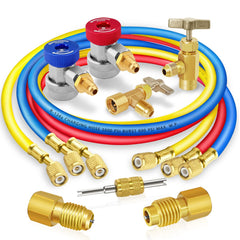 Boltigen AC manifold hose blue low-pressure line for precise readings and safe charging.