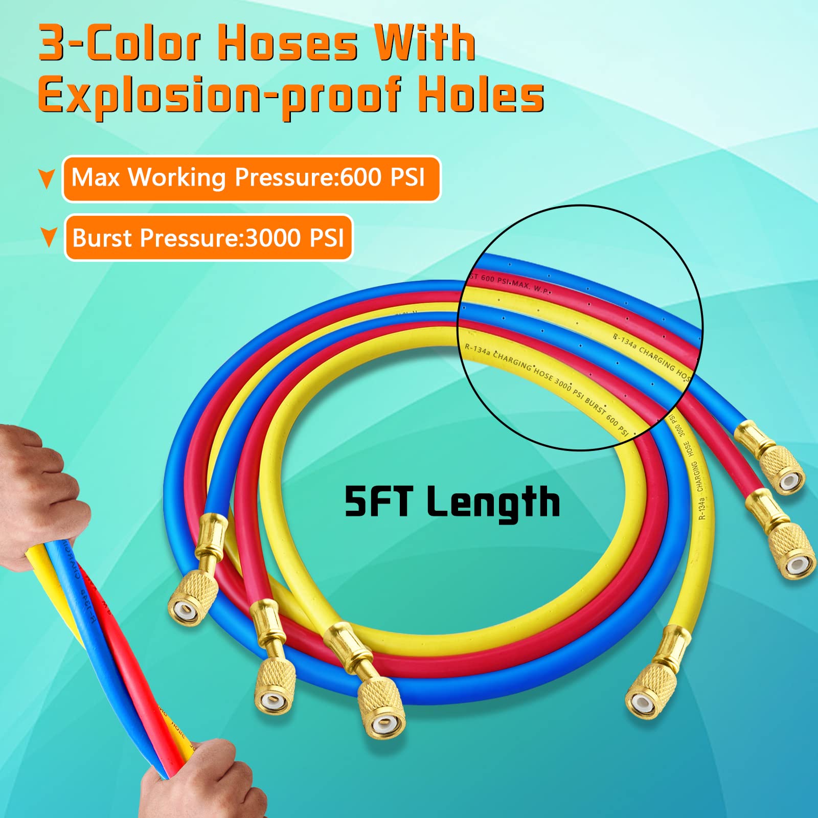 Boltigen AC manifold hose red high-pressure line supports accurate diagnostics during operation.