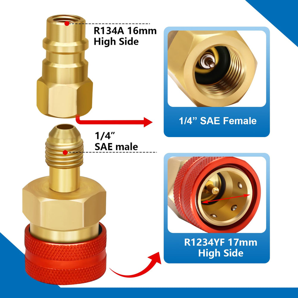 Boltigen blue low-side 1234YF coupler color-coded for easy identification