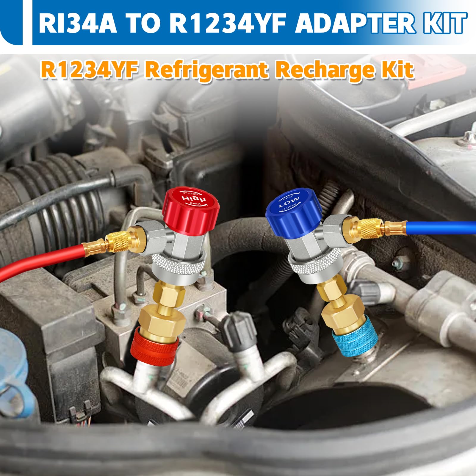 Boltigen manifold gauge-compatible setup shows flexible connections for testing