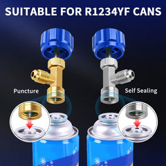 Boltigen R1234yf adapters high/low side in-use setup for precise pressure control