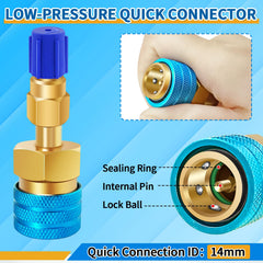 Boltigen R1234yf to R134a adapter low-pressure coupler for versatile service
