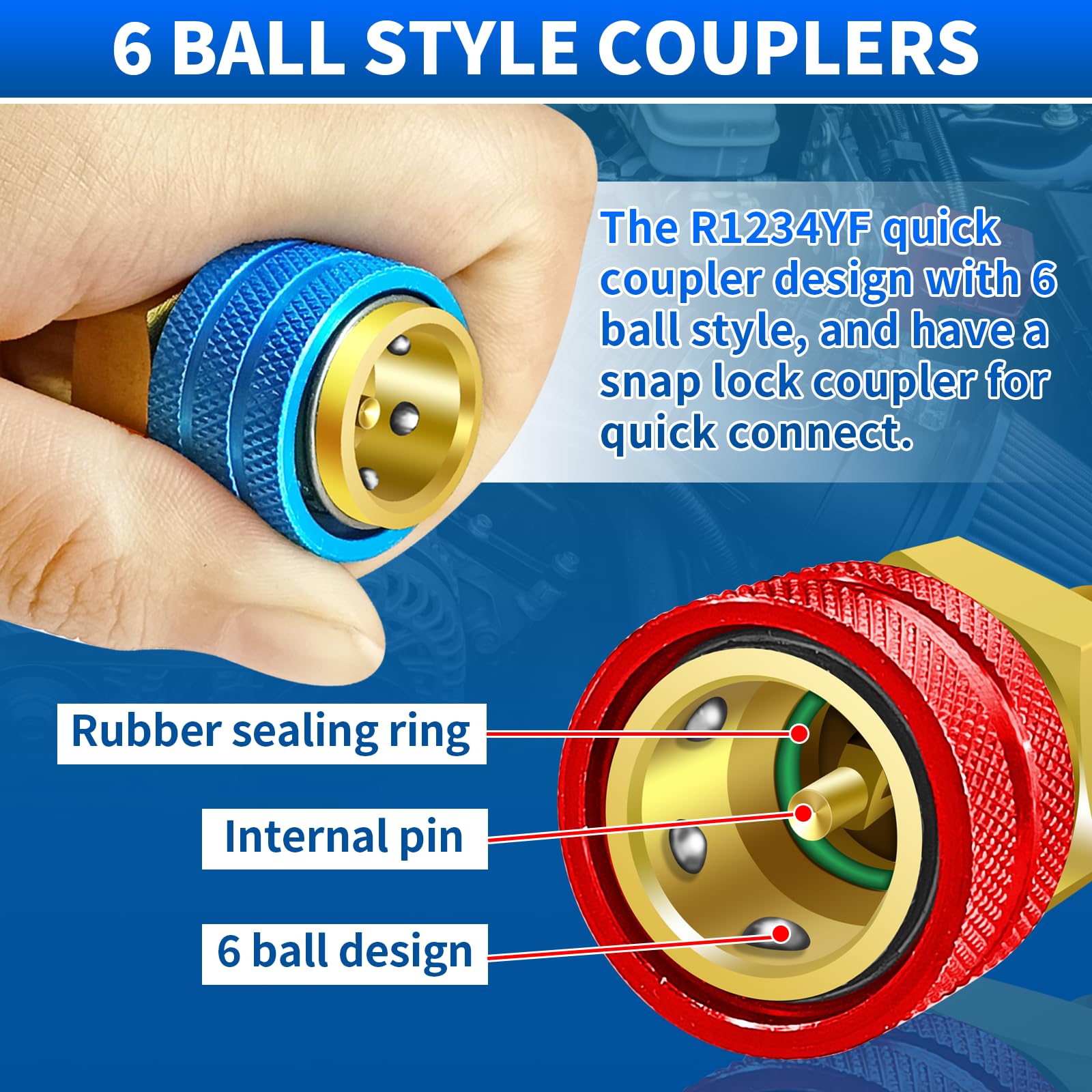 Boltigen r1234yf to r134a high-side red quick coupler for efficient charging.
