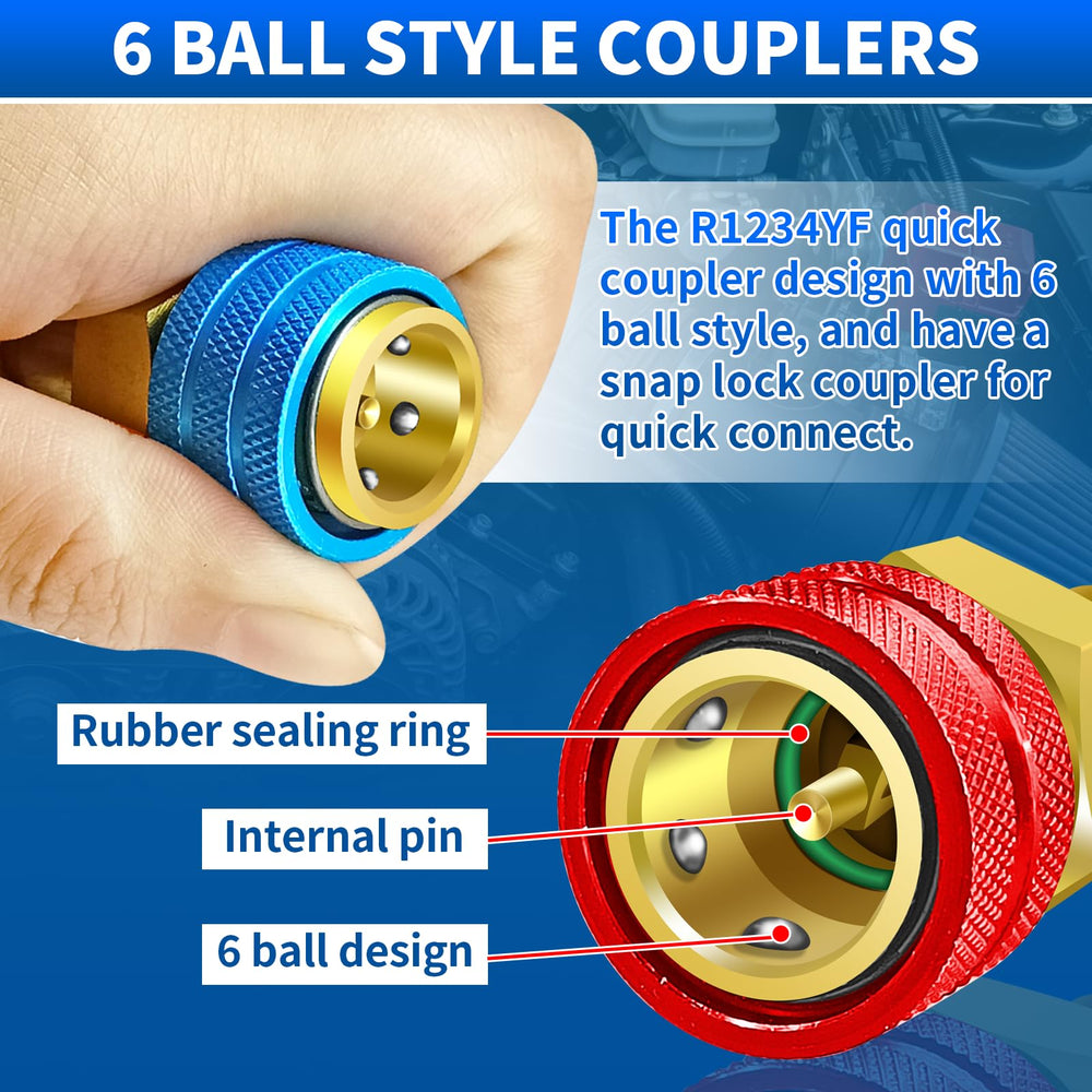 Boltigen r1234yf to r134a high-side red quick coupler for efficient charging.