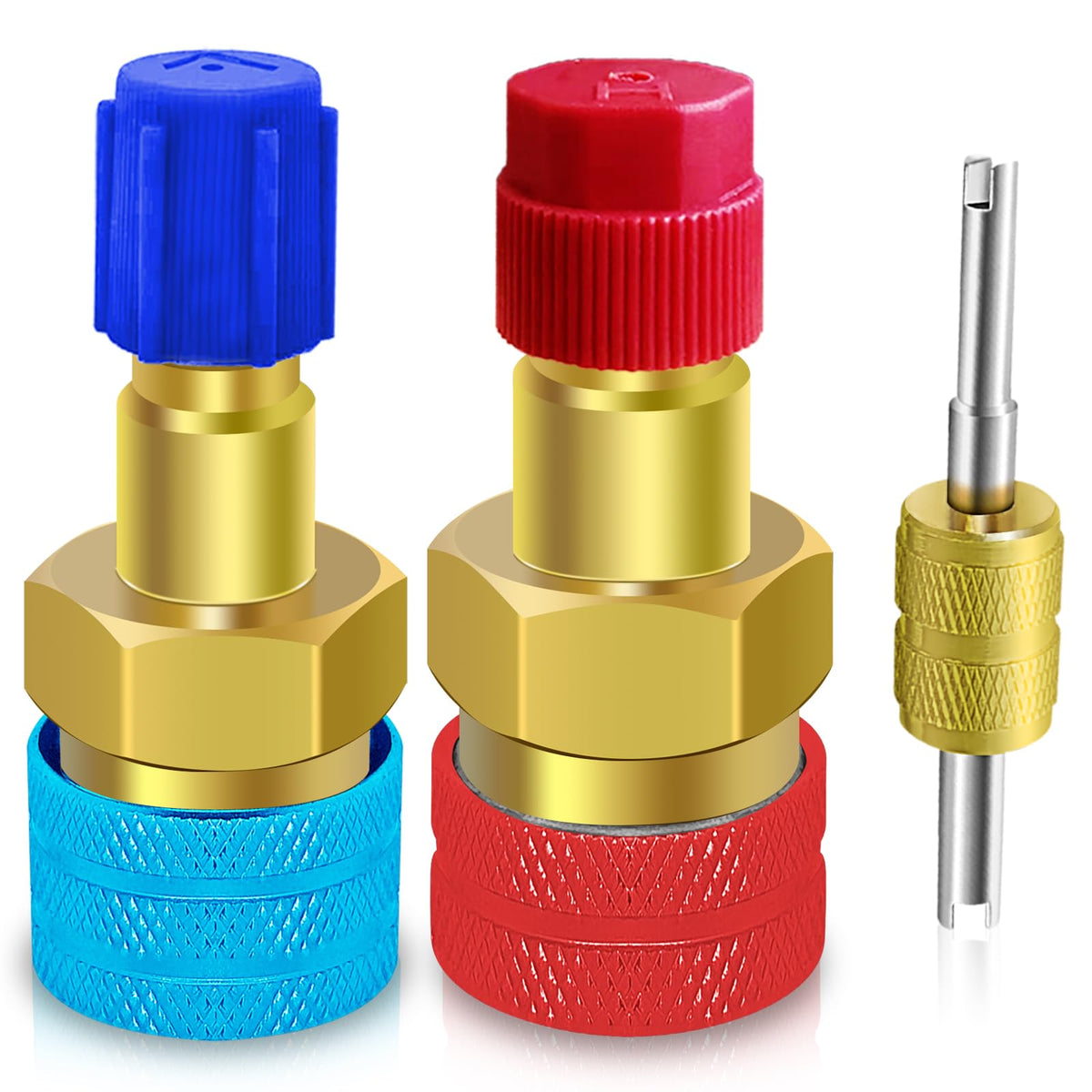 Boltigen r1234yf to r134a low-side blue quick coupler for secure connections.