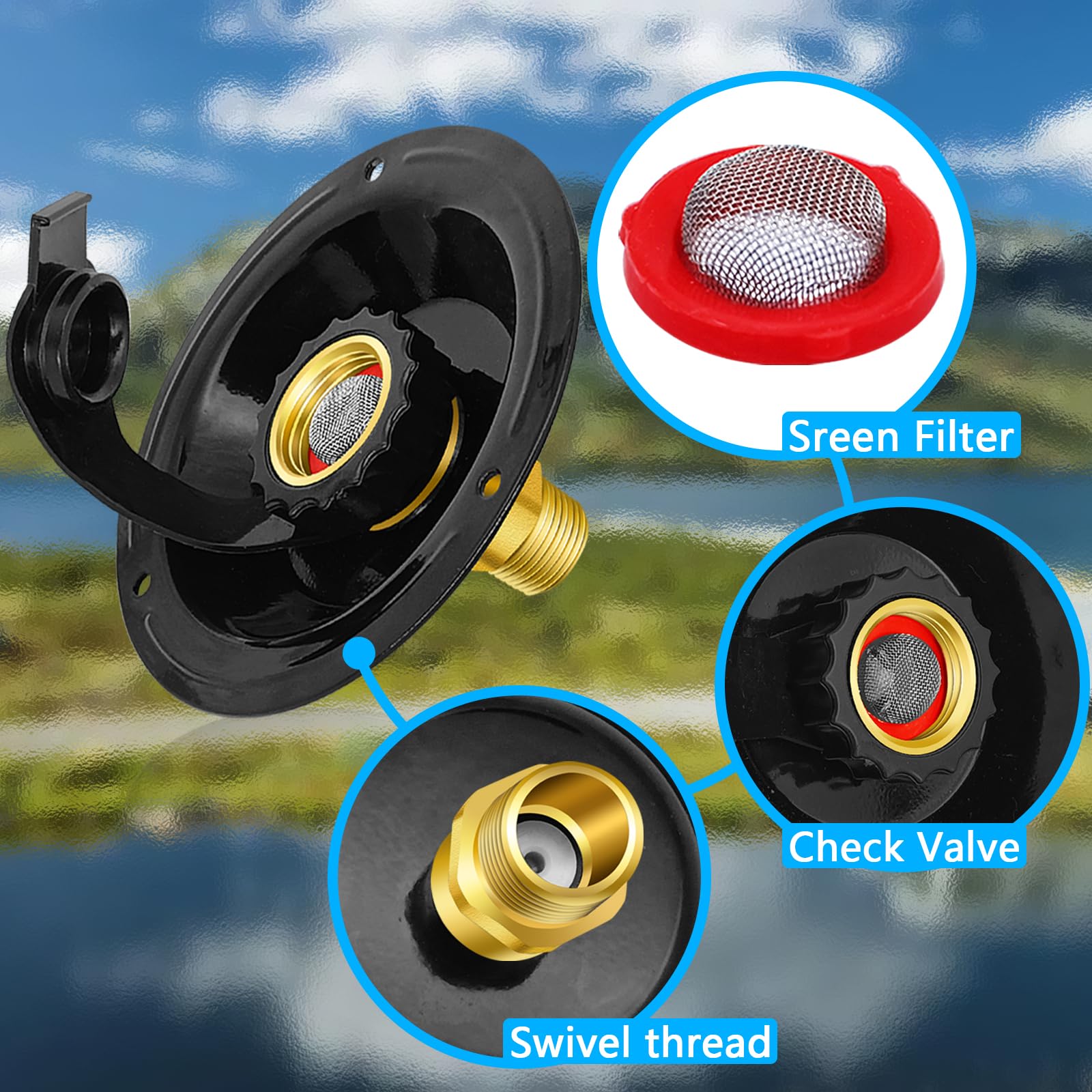 Boltigen lead-free brass inlet supports safe drinking water on trips.