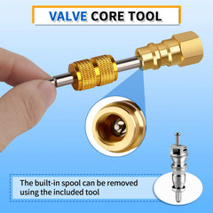 Boltigen valve core remover tool included for easy maintenance and quick servicing.