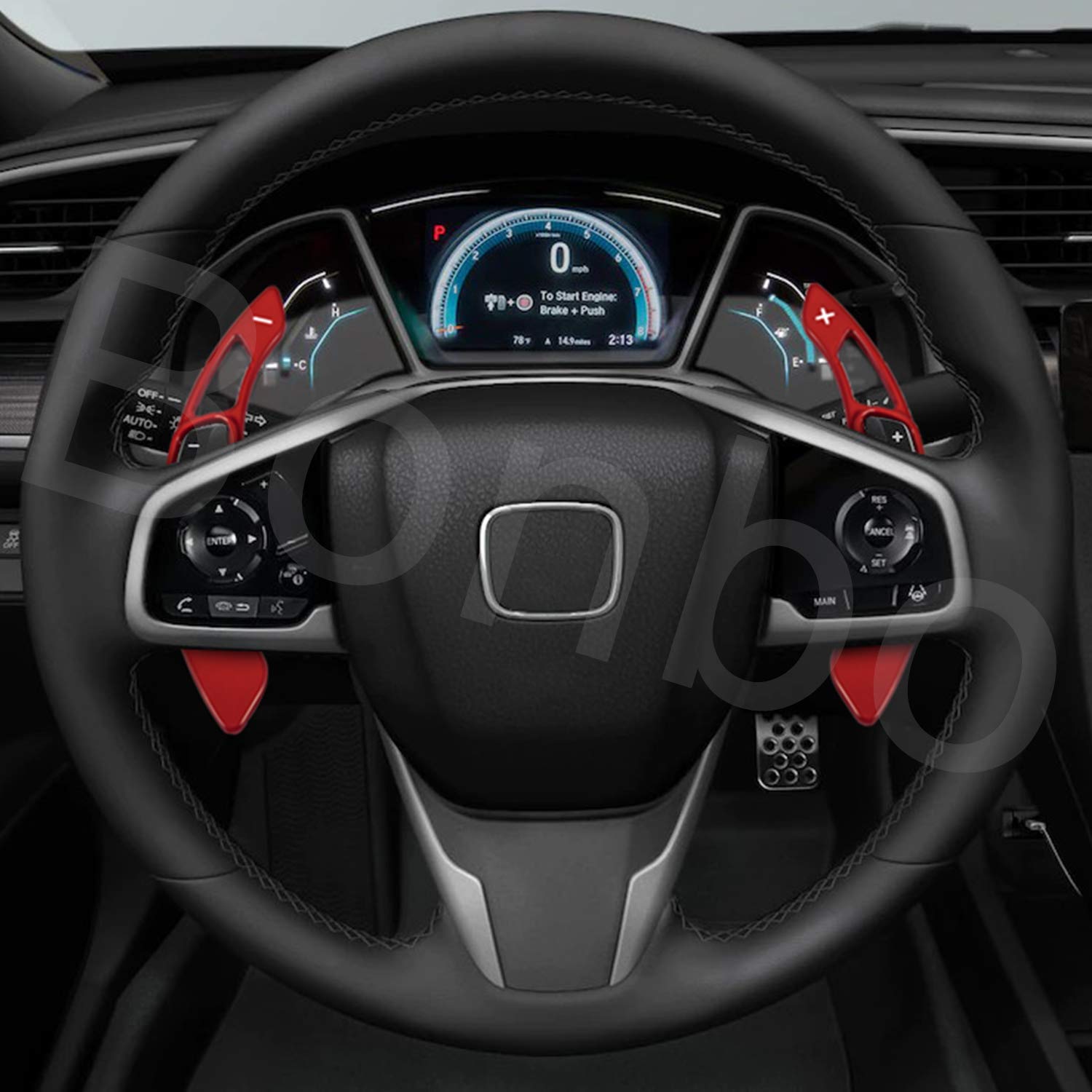 Bonbo red paddle extension enhances driving ergonomics and quick access.