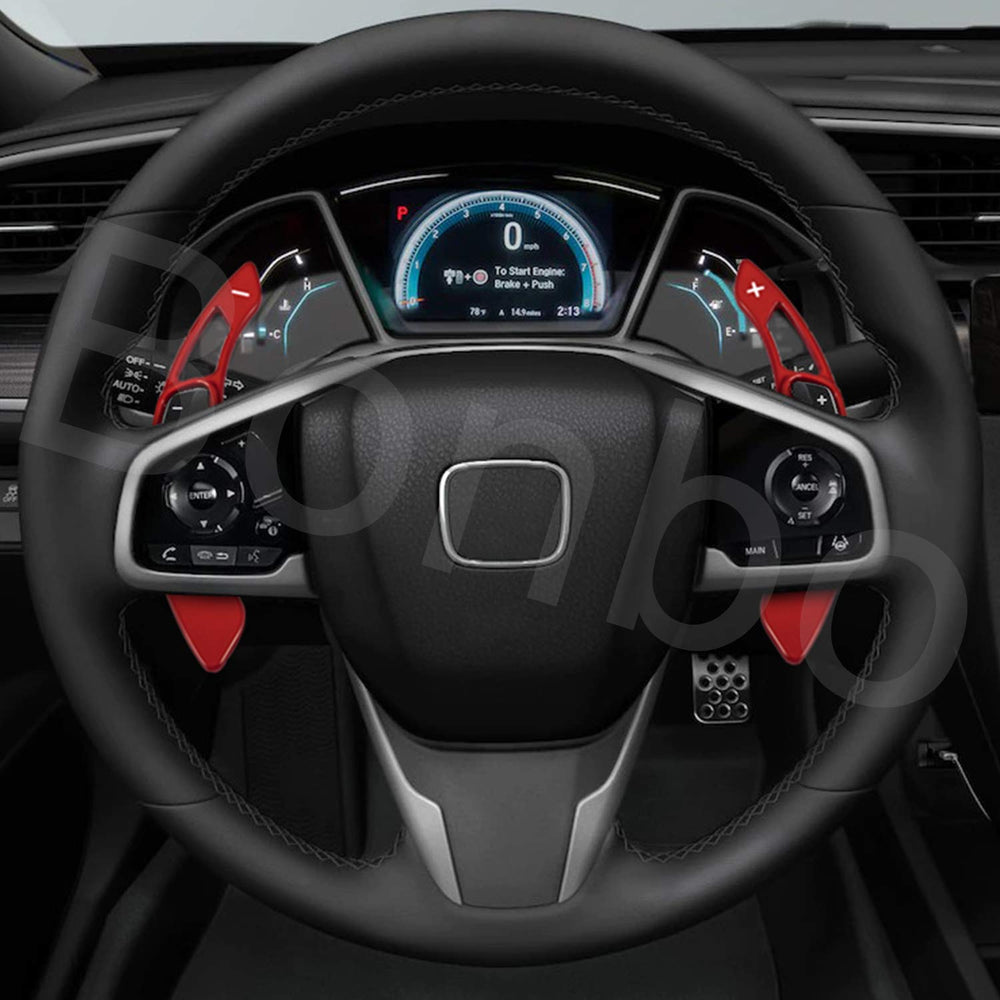 Bonbo red paddle extension enhances driving ergonomics and quick access.
