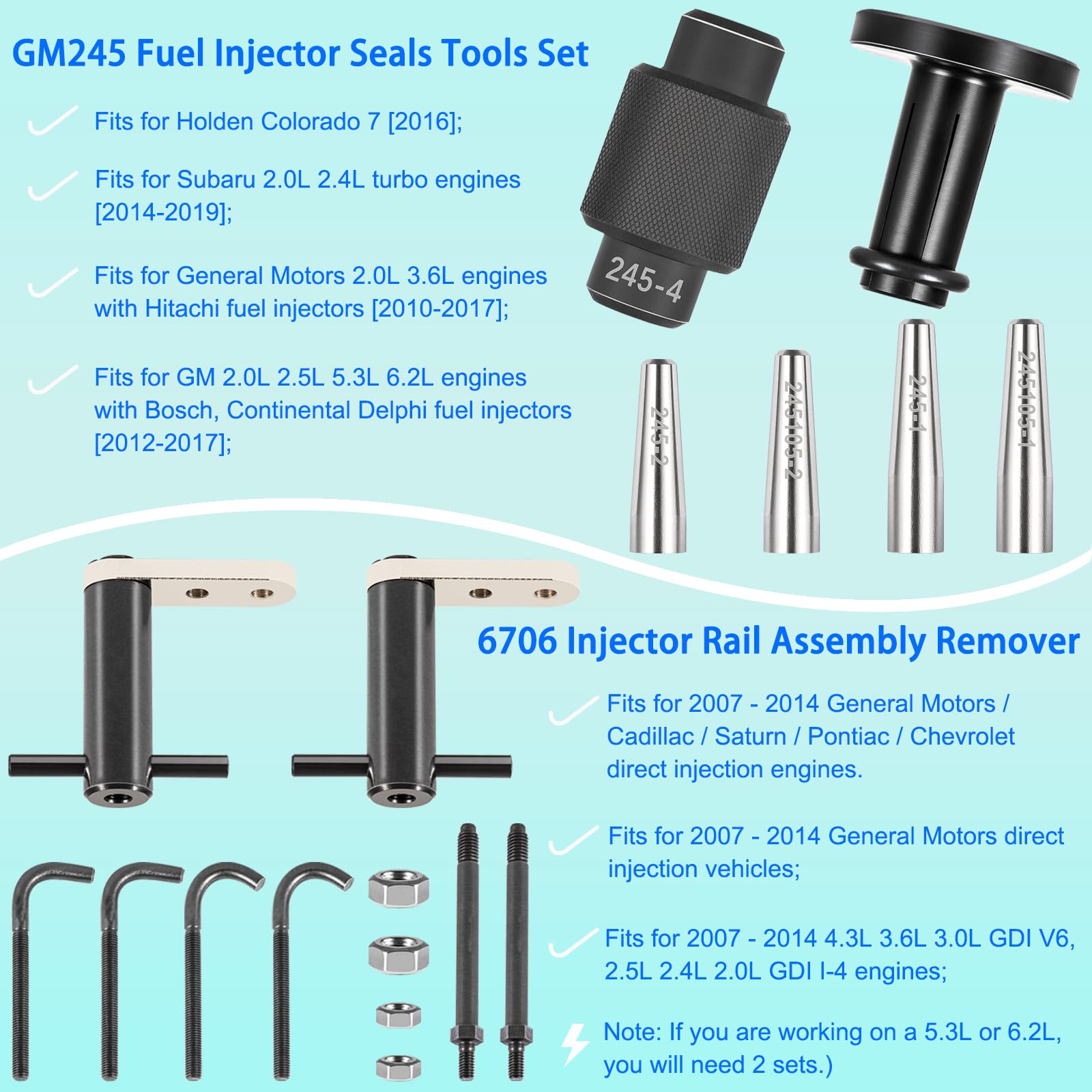 Bonbo GM245 seals tool set shown for easy injector seal replacement