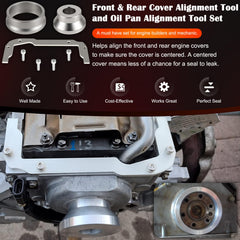 Bonbo oil-pan alignment tool guiding pan installation for LS builds.
