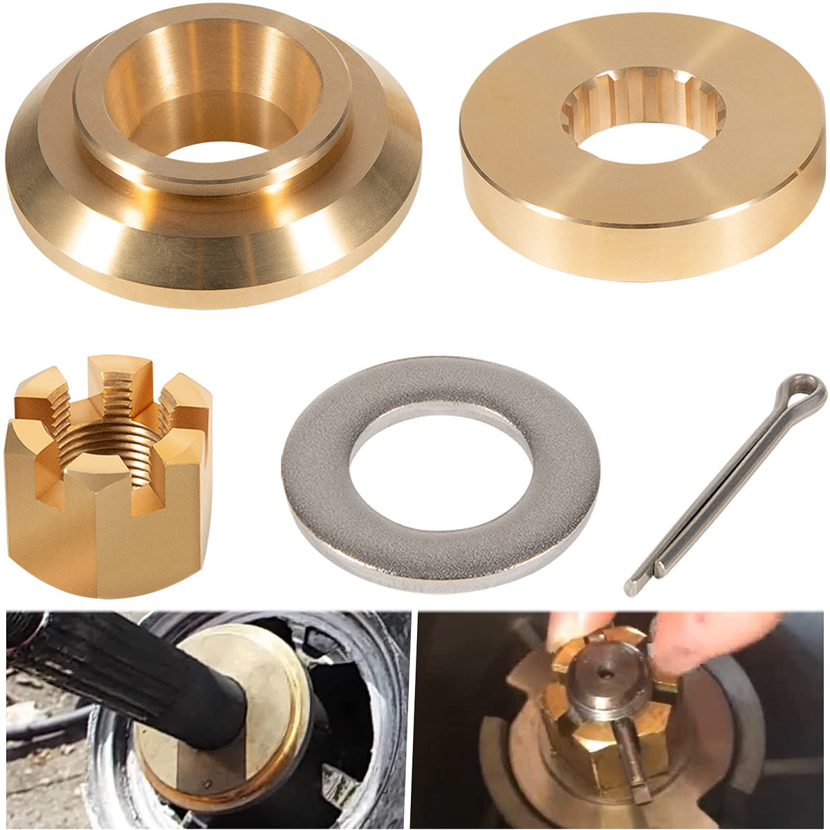 Bonbo brass thrust washer for Yamaha propeller installation and corrosion resistance.