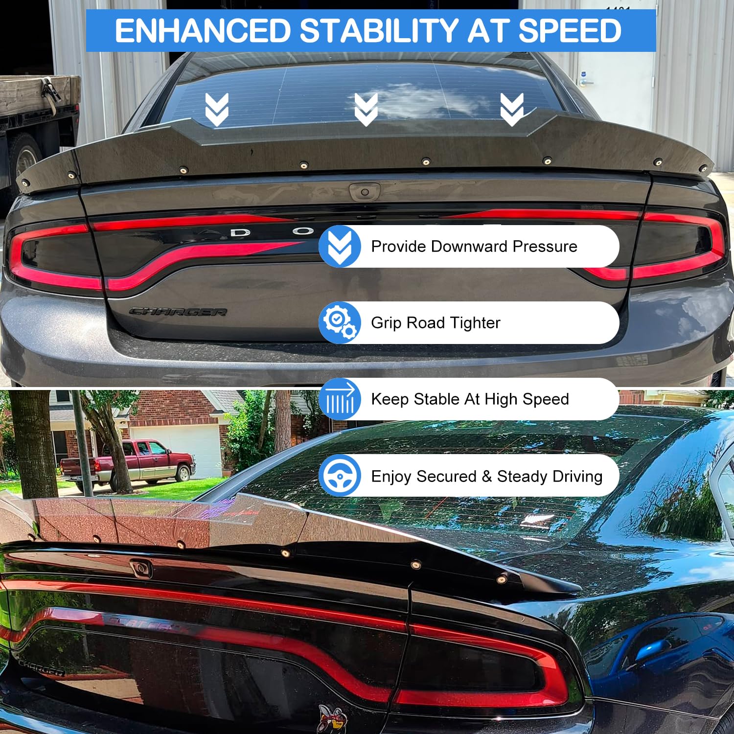 Bonbo VenomV2 on a Dodge Charger SRT with factory spoiler for fit demonstration