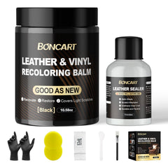 Boncart Leather Recoloring Balm kit front view for easy at-home color refresh.