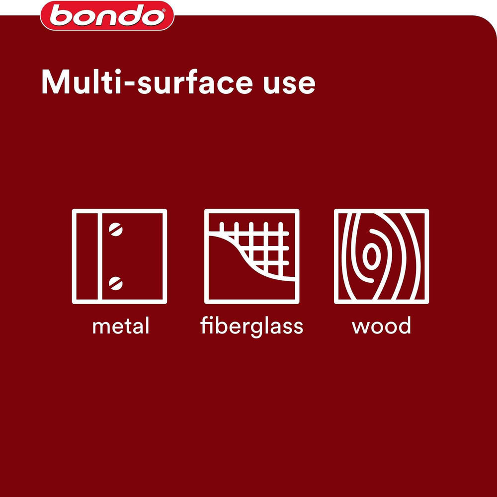 Bondo Glazing & Spot Putty smoothing finish ensures paint-ready surface.