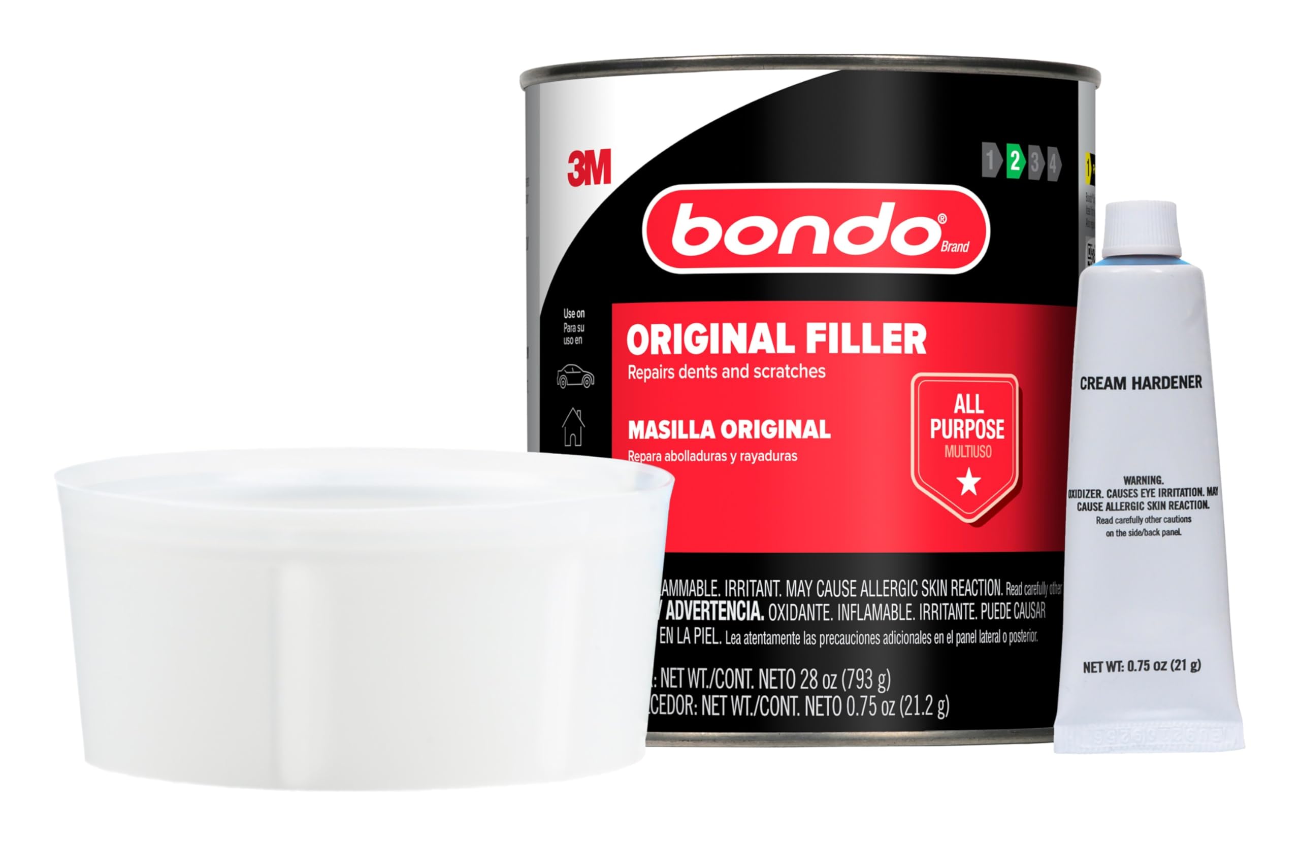 Bondo Original Formula filler can for quick dent repairs on metal surfaces.