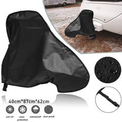 BONFQERT tongue jack cover protecting hitch area from grime.