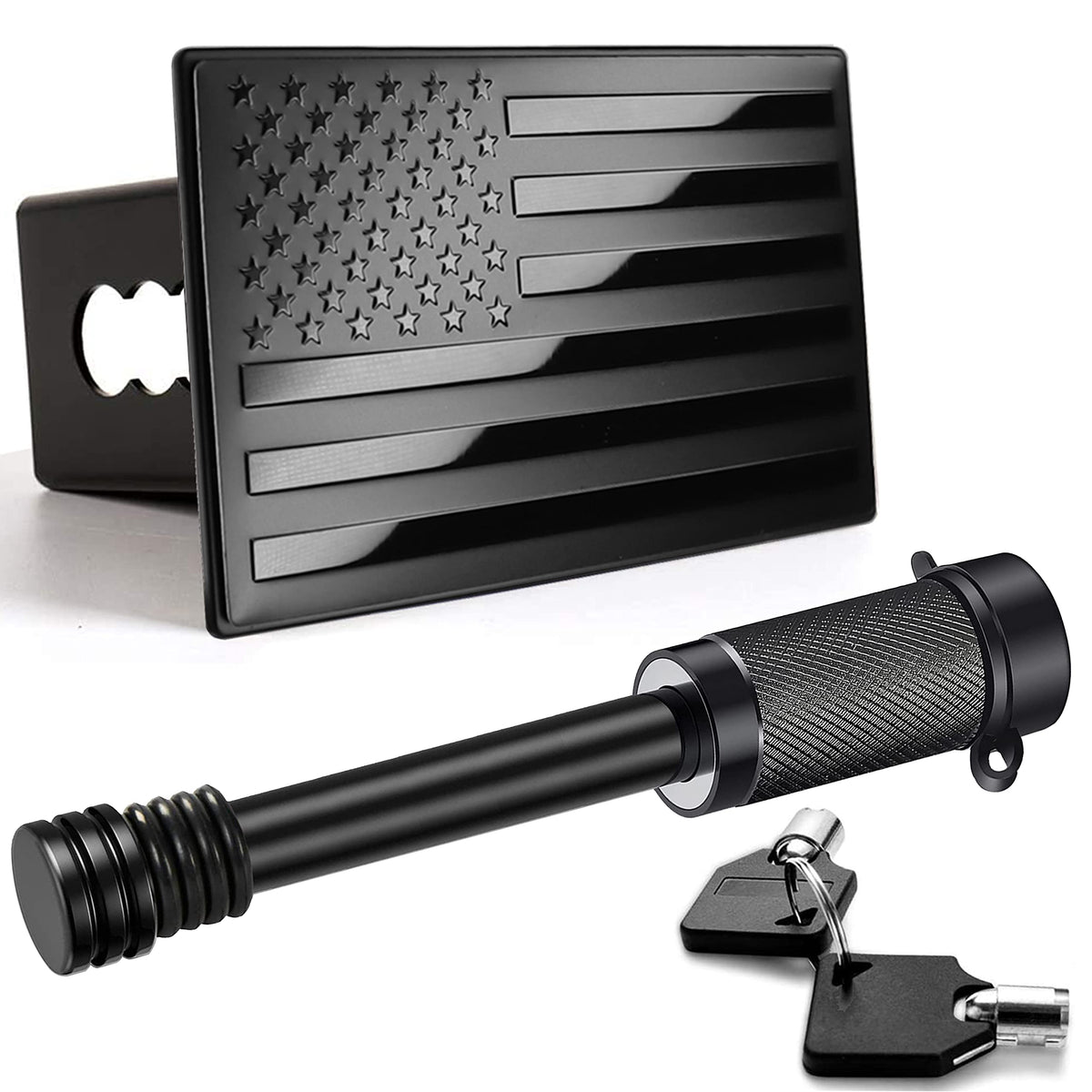 Bonrcea American flag hitch cover on a 2-inch receiver for a polished look
