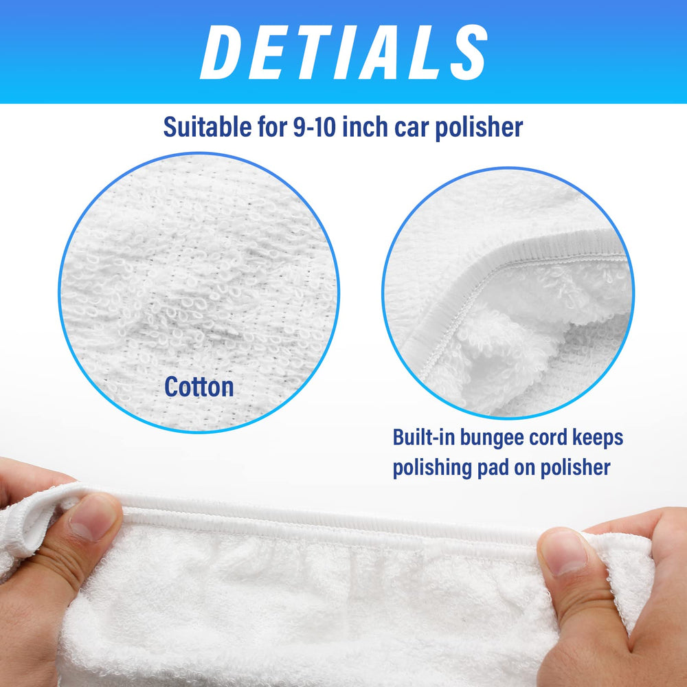 Bonsicoky cotton buffing pad bonnet provides soft, non-scratching finishing.