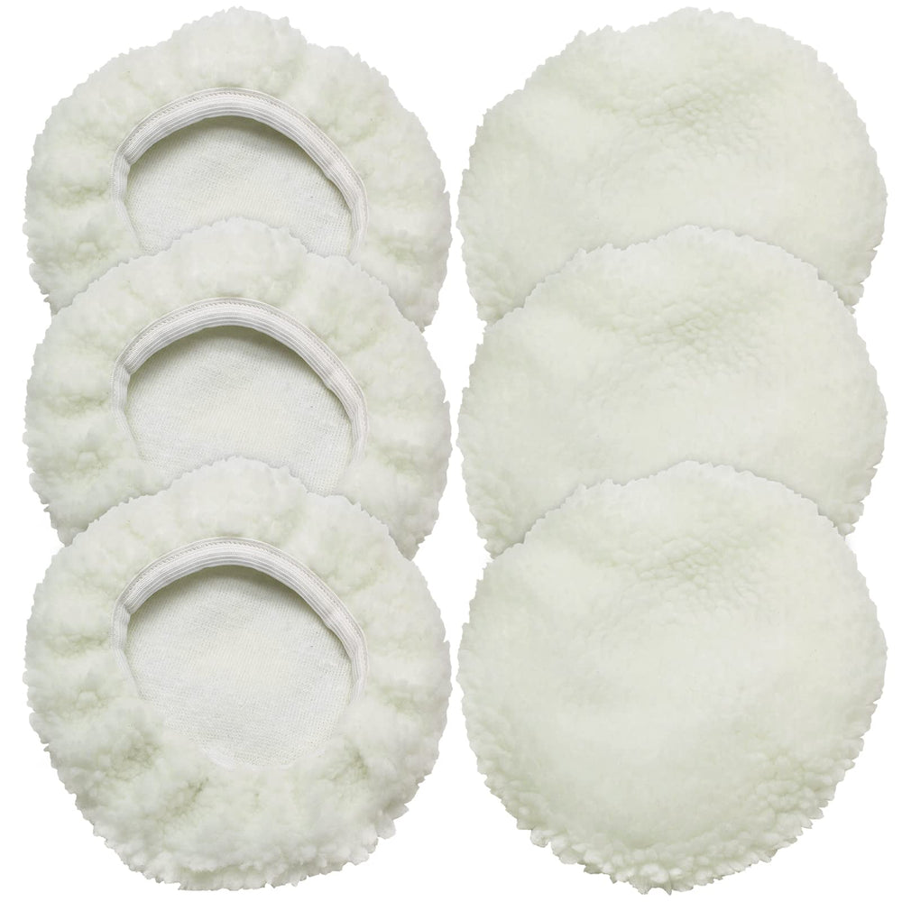Bonsicoky lamb fleece buffing pad for 9-10 inch polishers, gentle on paint, swirl-free finish.