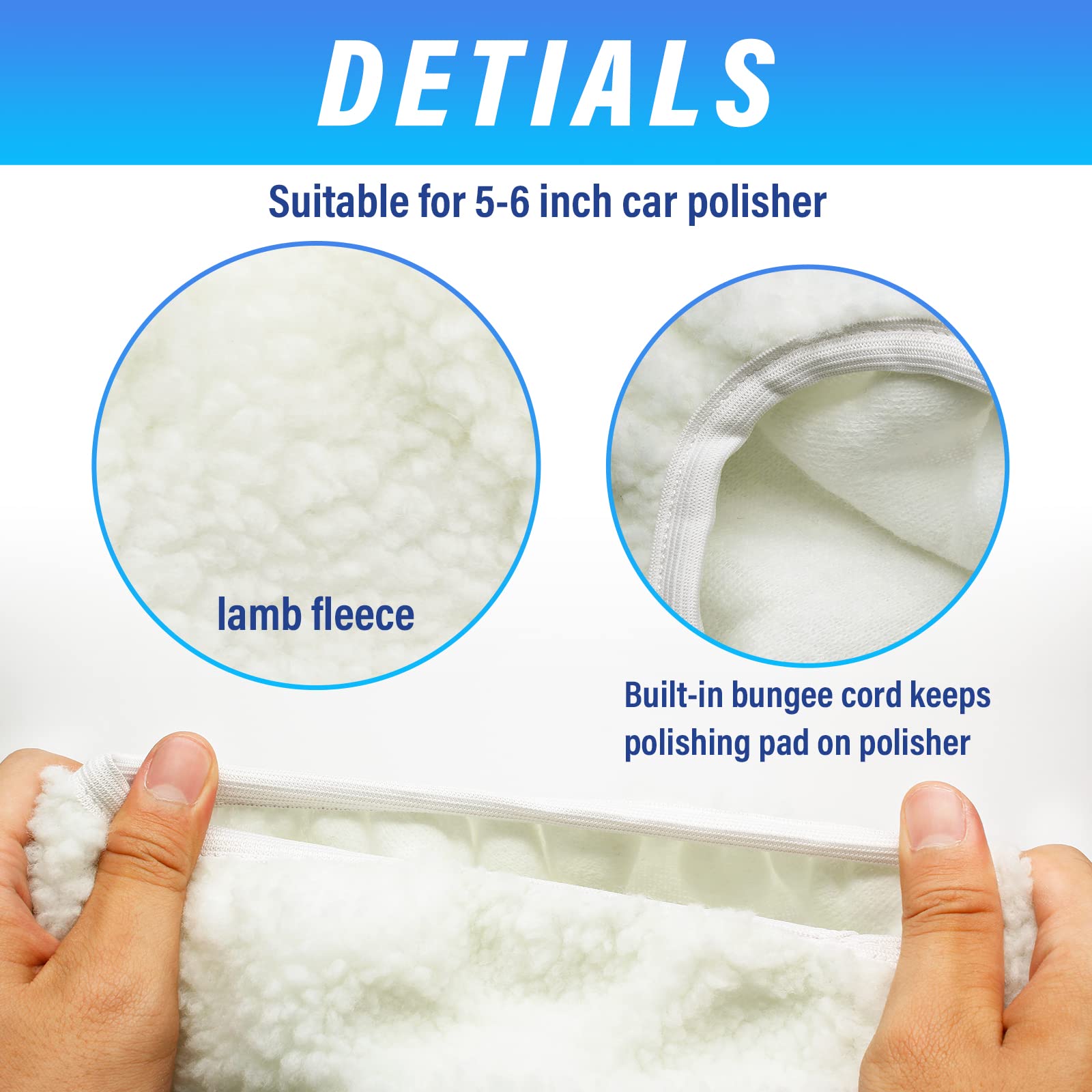 Bonsicoky lamb fleece bonnet protects paint while boosting polishing efficiency.