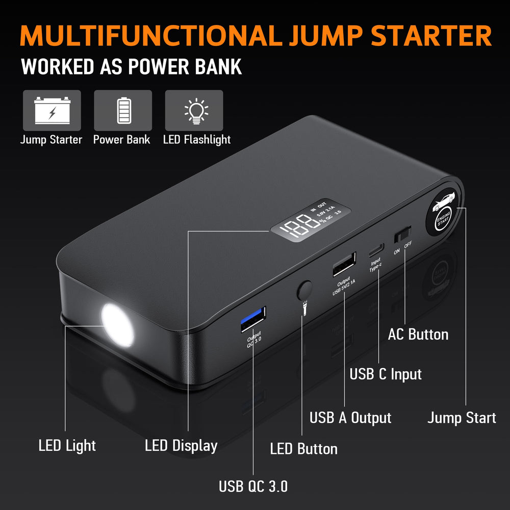 Bookoo 3-mode LED flashlight for emergencies.