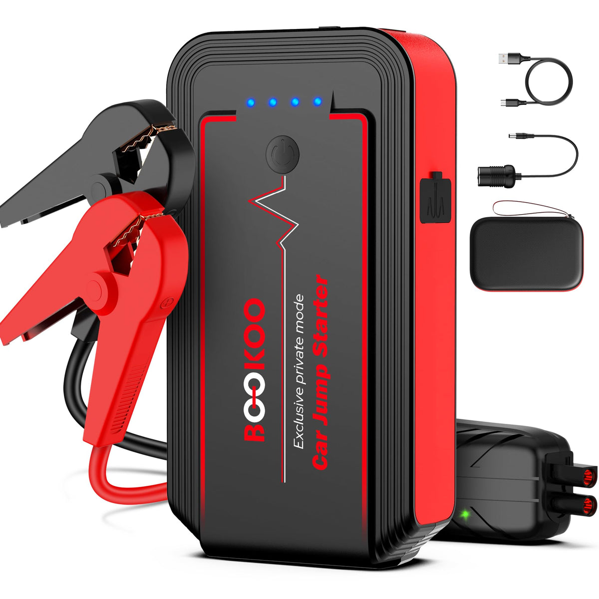 BOOKOO H9 jump starter front view, ready to power vehicle starts on the go.
