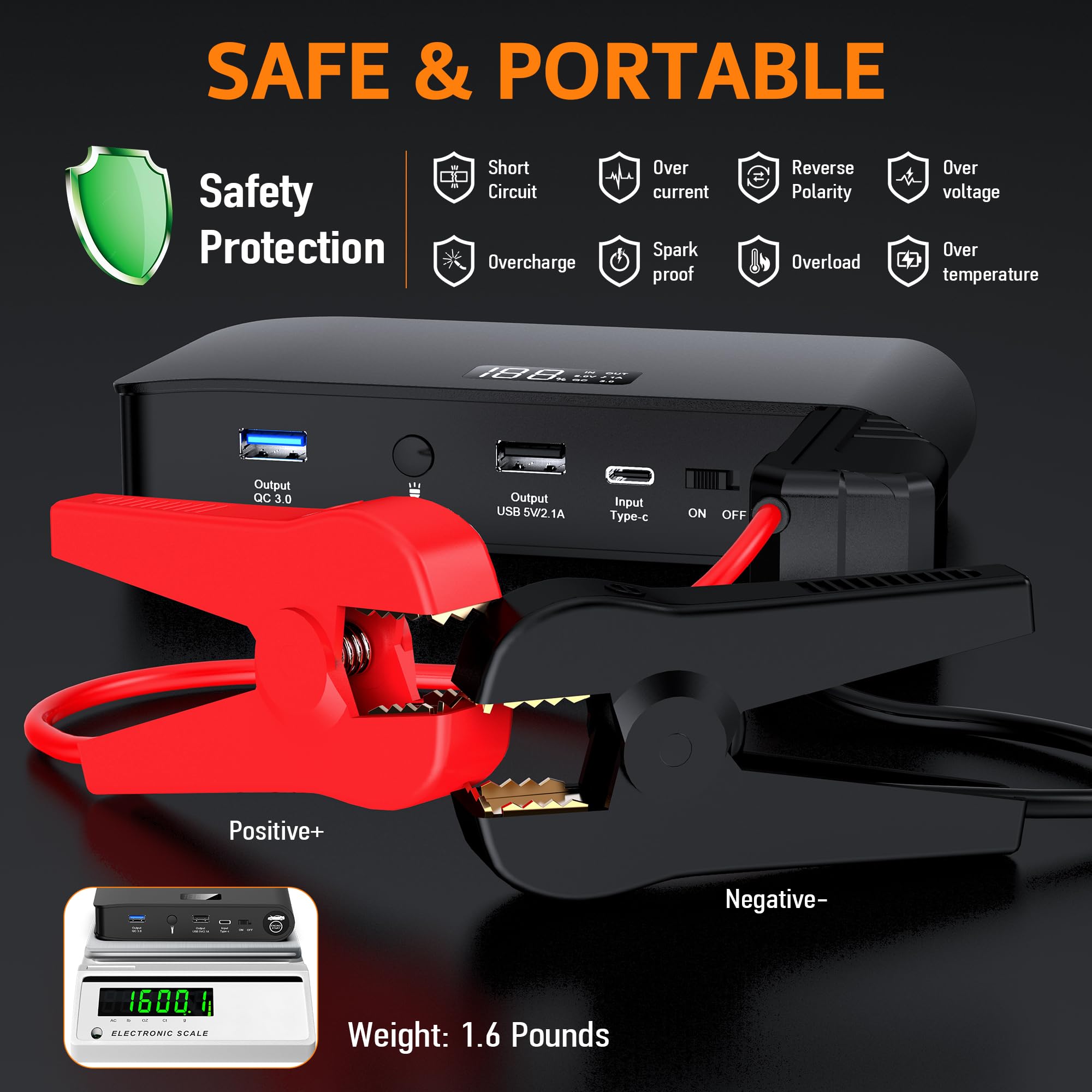Bookoo dual USB and USB-C ports for accessories.