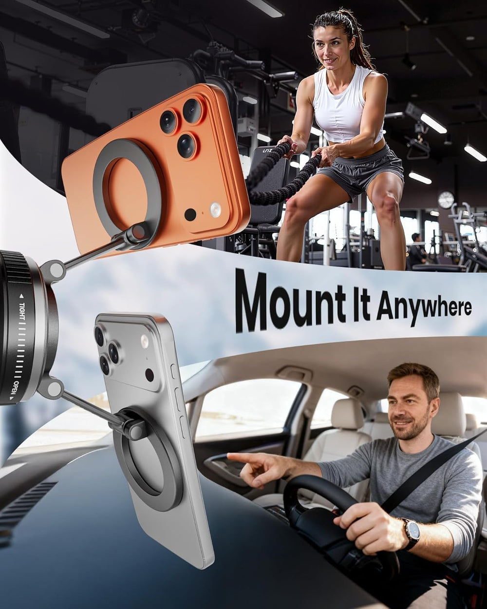 Boowe attached to treadmill showing workout-ready stability