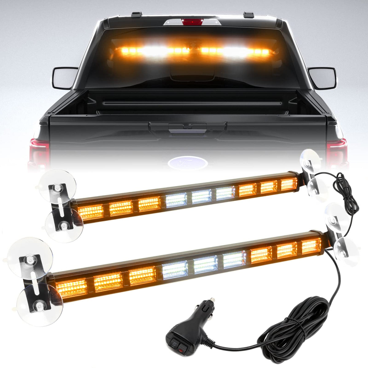 BooYu switchable four-colors emergency strobe light bar amber and white for versatile signaling